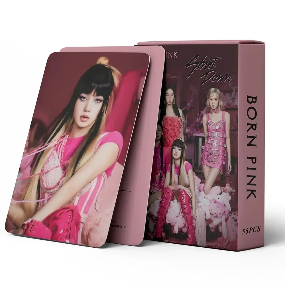 55Pcs/ Kpop Set For Black and Pink Album BORN PINK Photocards JISOO JENNIE LISA ROSE Collectible LOMO Card Set Fan Collection