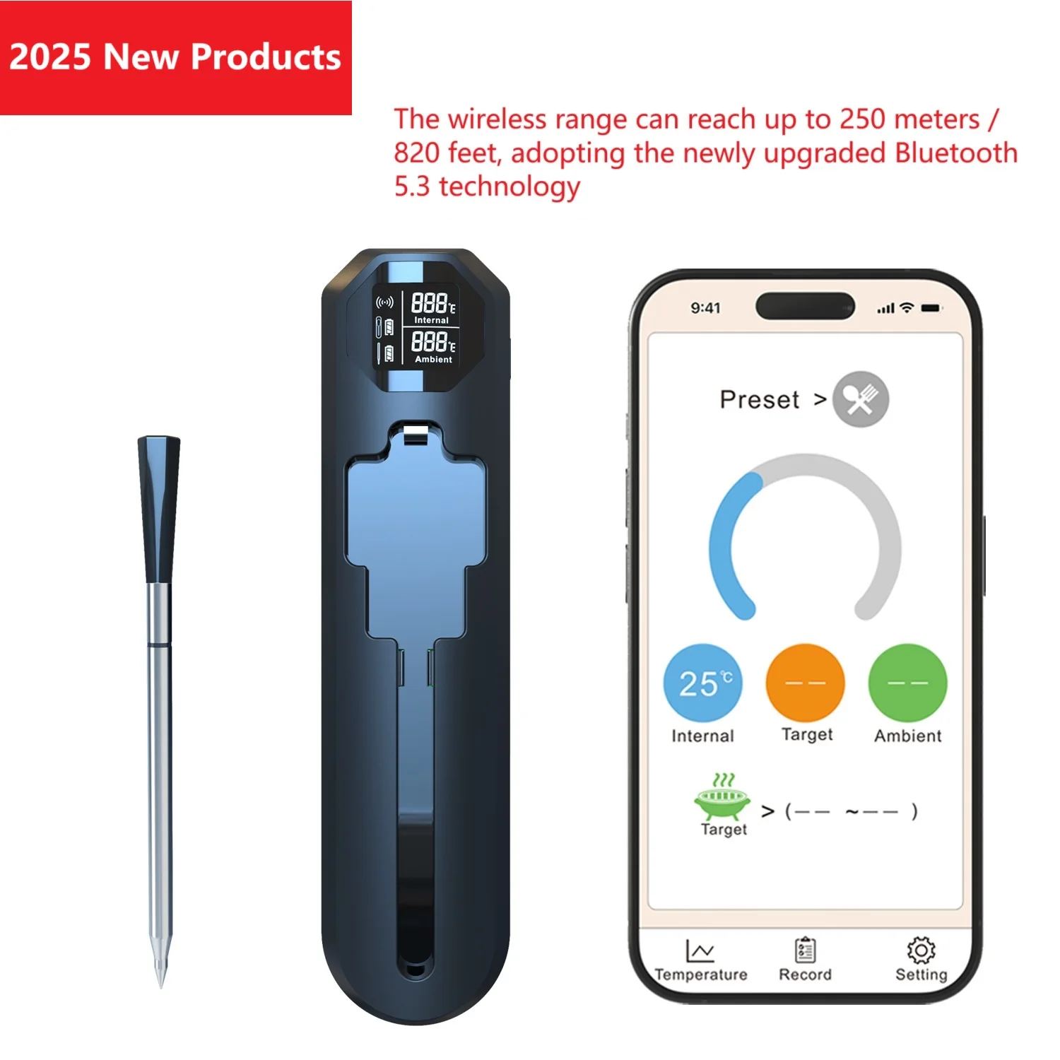 

Smart Bluetooth Barbecue Thermometer, Oven Thermometer, Meat Thermometer, Digital Display, Remote Food Thermometer