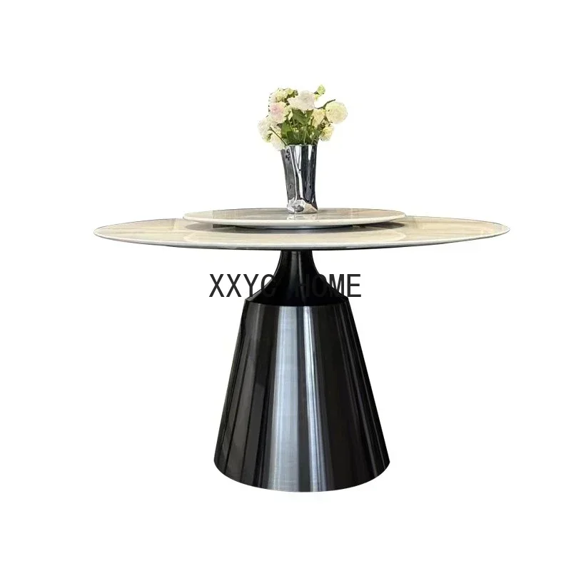

Light Luxury round Table round Stone Plate Dining Tables and Chairs Set Dining Table Modern Italian Home Dining Table