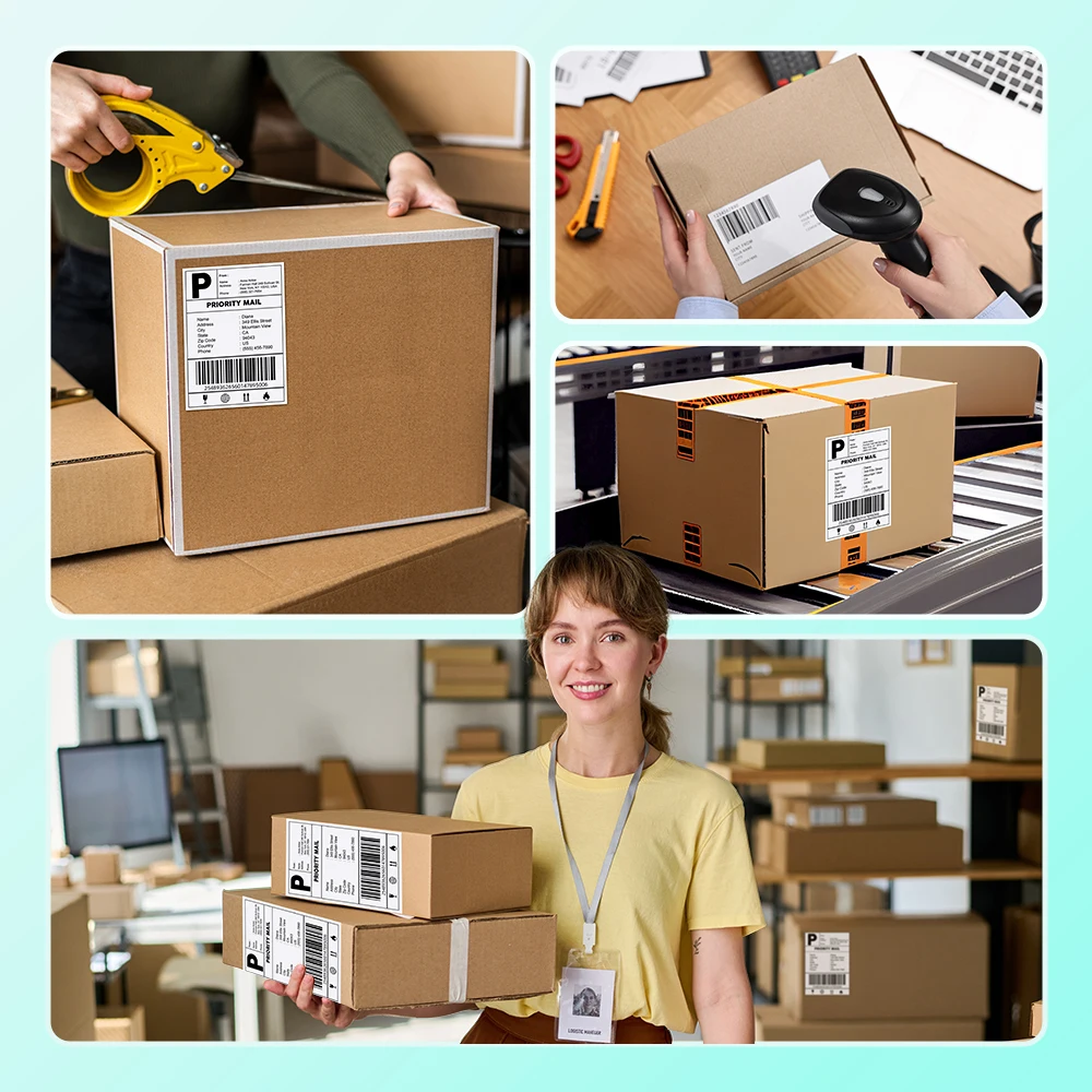 4"x 6" Thermal Shipping Labels for phomemo PM241BT D520BT Water and Oil Resistant Different Color Thermal Labels