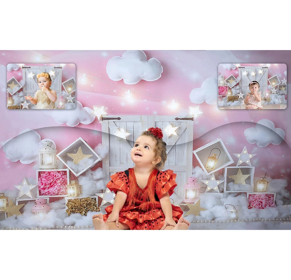 Newborn Baby 1st Birthday Backdrop for Girl Boy First Birthday Party Cake Smash Boho Balloon Photography Background Photo Studio