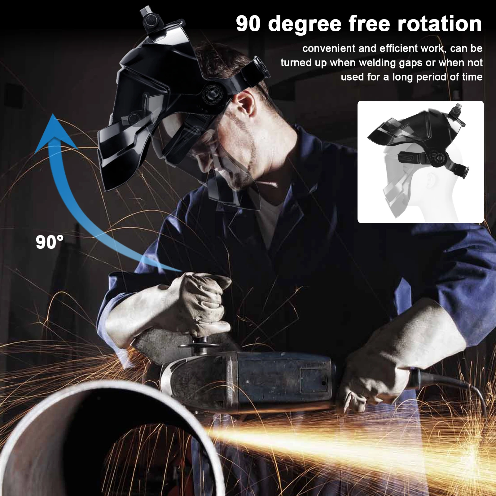 Automatic Dimming Welding Facemask Large View True Color Auto Darkening Welding Facemask 130℃ High Temperature Resistant for Arc