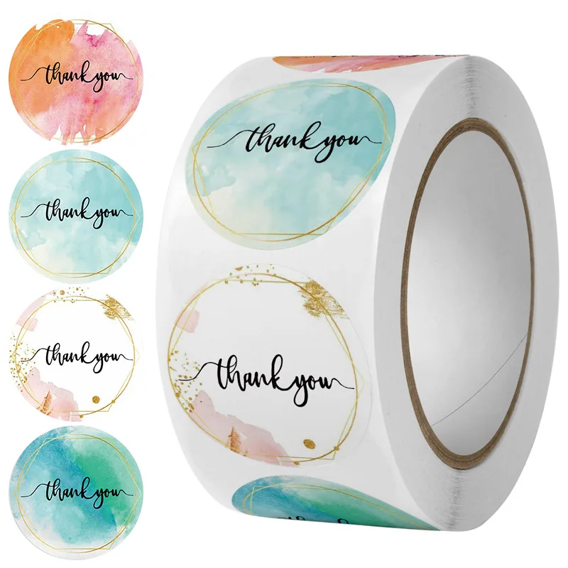 500pcs/Roll Thank You Stickers 2.5cm Cute Pink Gold Labels For Small Business Or Wedding Gift Decor Stationery Packaging Sticker