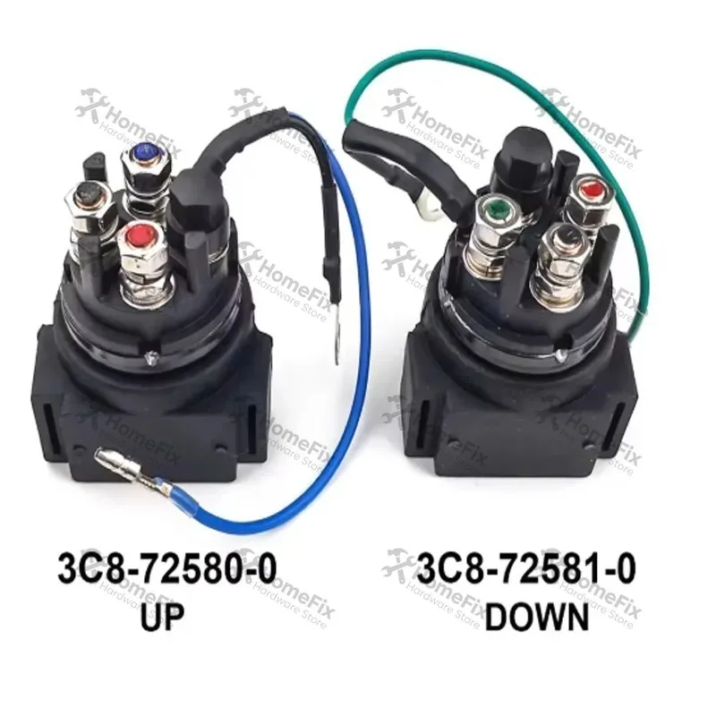 Outboard Tilt Trim Relay UP&DOWN Solenoid Switch Assy Replacement for 2/4-Stroke Engine Replace Part 3C8-72581 3C8-72580