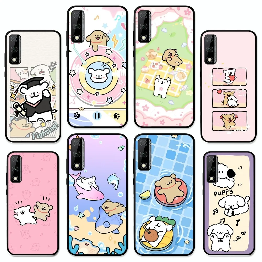 

Cartoon Line Dog Phone Case For Huawei Y9 6 7 5 Prime Enjoy 7s 7 8 plus 7a 9e 9plus 8E Lite Psmart Shell