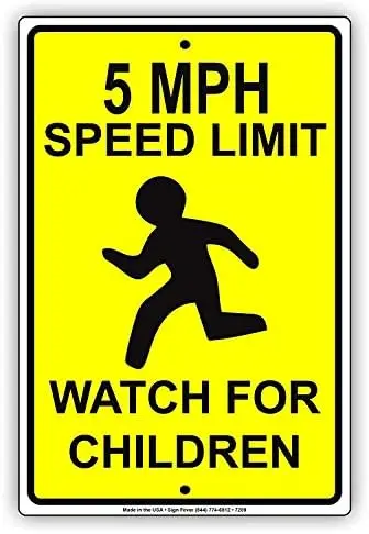 Warning Sign 5 MPH Speed Limit Watch for Children Road Sign Business Sign 6X8 Inches Aluminum Metal Tin Sign