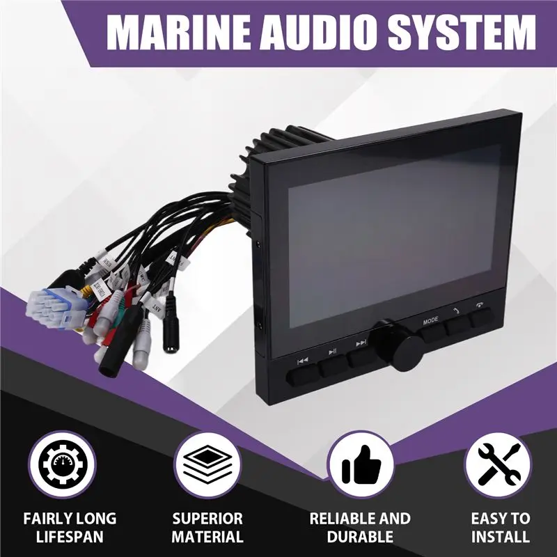 7Inch Bluetooth Waterproof Audio Multimedia Player FM AM Receiver Automatic System For Motorcycle Boat For SPA UTV ATV-T48C