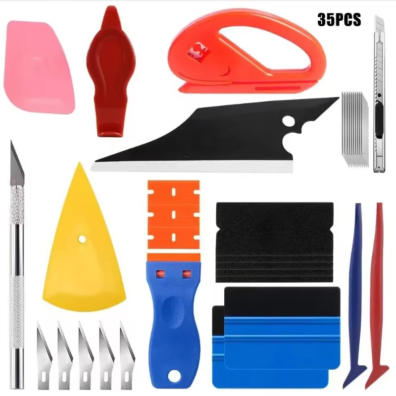 35-piece car film tool cleaning scraper Utility knife blade combination trimming tool window film smoothing scraper