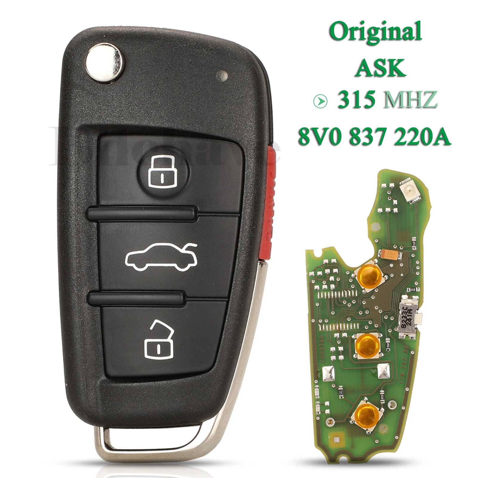 jingyuqin Original Factory For Audi A3q Q3 Fob 3+1 Buttons 315MHz 8V0 837 220A Flip Remote Smart Control Car Key Replacement