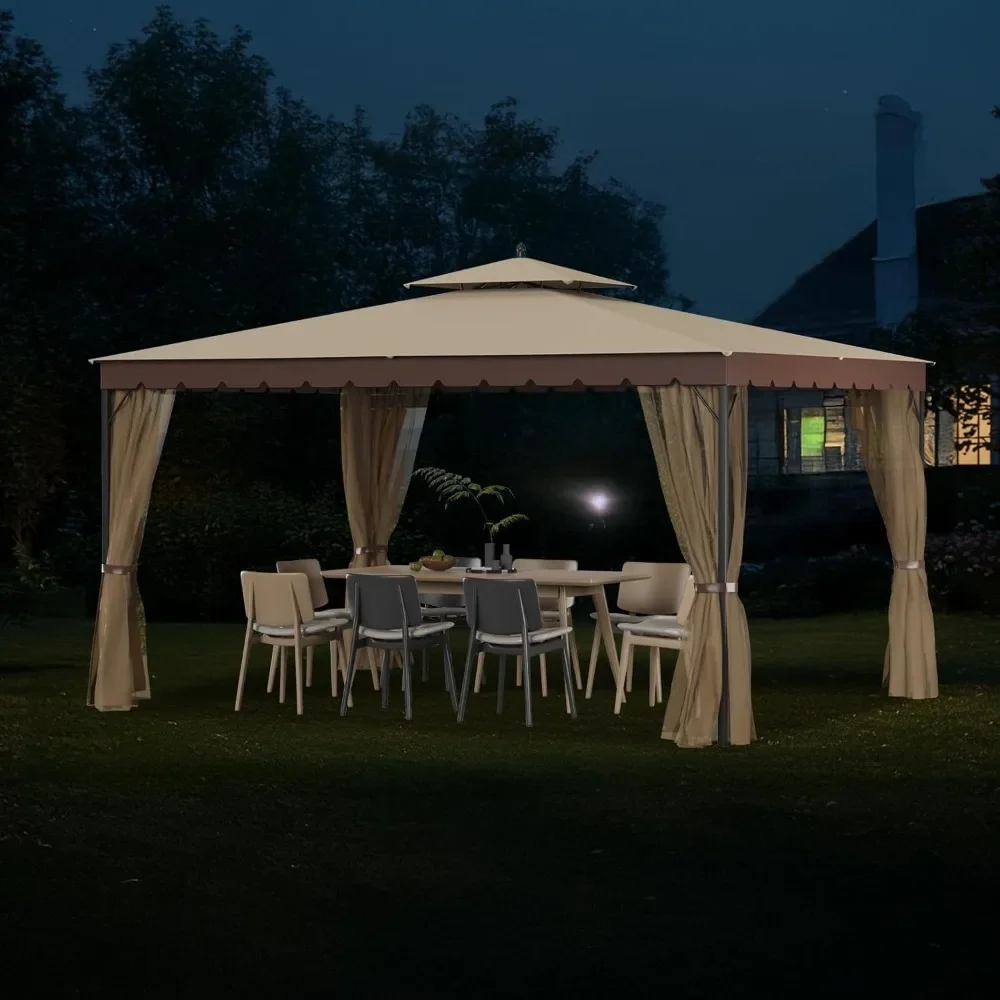 

Gazebo with Mosquito Netting,Sturdy Metal Outdoor Patio Gazebo[Heavy Duty Frame],Gazebos Canopy Tent with Dual Air Roof