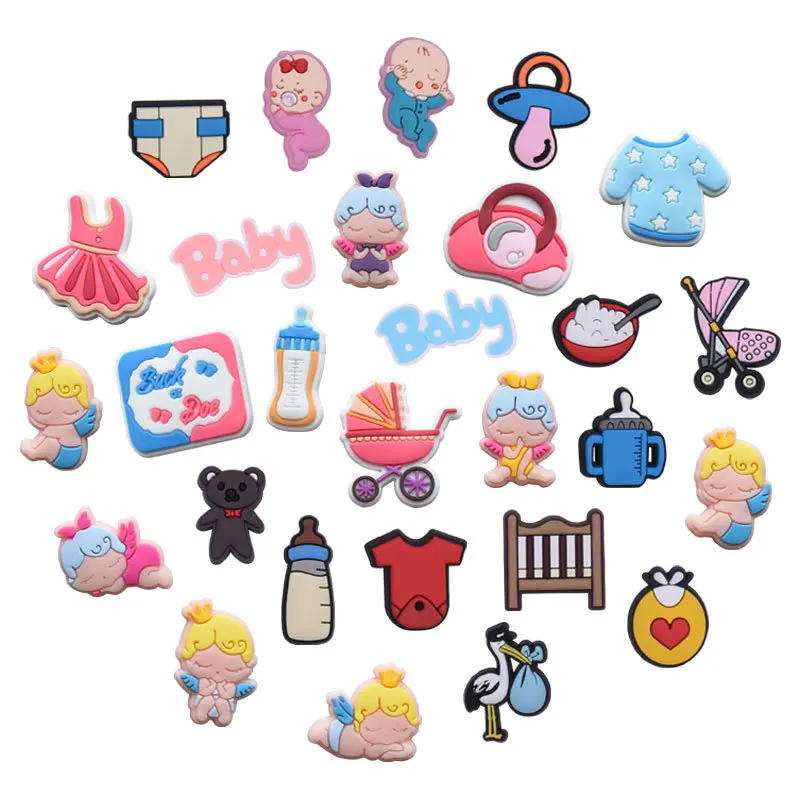 Cute Pacifier Baby Style Clog Charms Soft PVC Detachable Shoe Buttons Sweet Infant Themed Waterproof DIY Shoe Decor Accessories