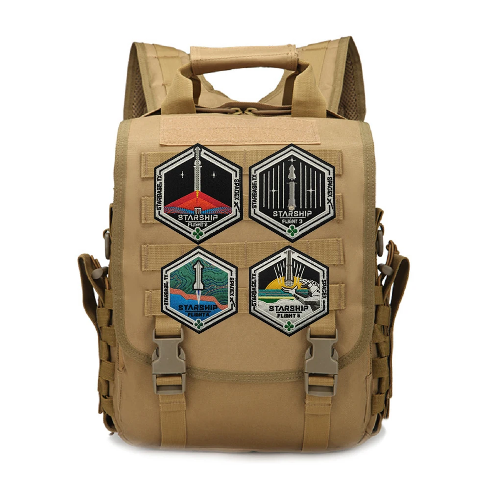 Outdoor Bag Accessories Quality Embroidered STARSHIP Launch Commemorative Badge Starship Armband Backpack Patches for Clothing