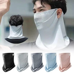 Mascarilla de seda de hielo para hombre y mujer, Bandana colgante para la oreja, máscara facial triangular para ciclismo, caza, senderismo, pesca, esquí, deportes, calentador de cuello, bufanda de verano