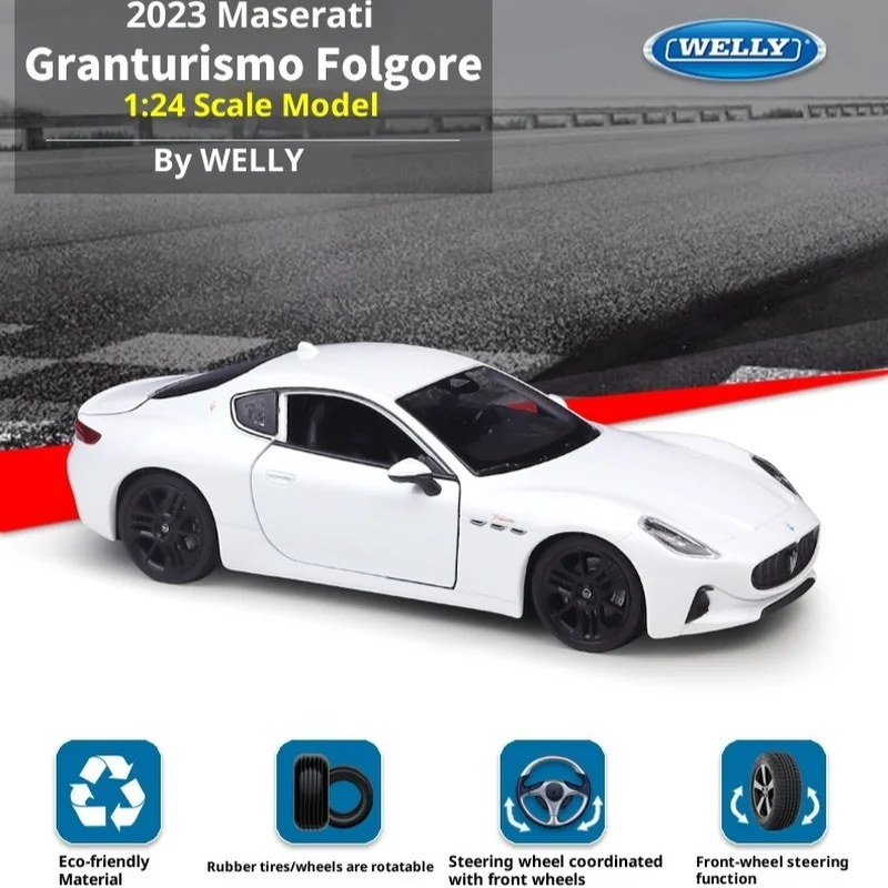 

WELLY 1:24 2023 Maserati GranTurismo Folgore - Alloy Die-Cast Model Cars, Official Licensed Italian EV with Opening Part