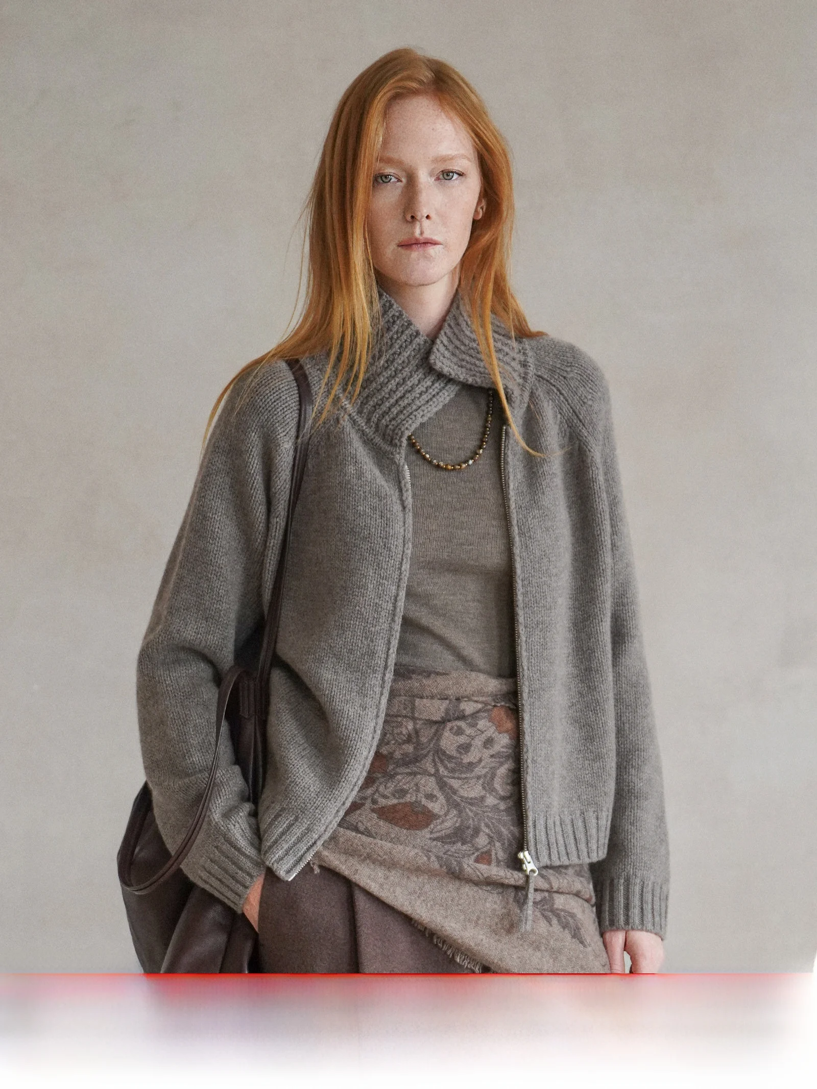 

Chong X Tone·E Camere Blend Woolen Knitted Zipper Open Cardigan Regular Fit Casual Sle Soft Texture Long Sve Women's K...