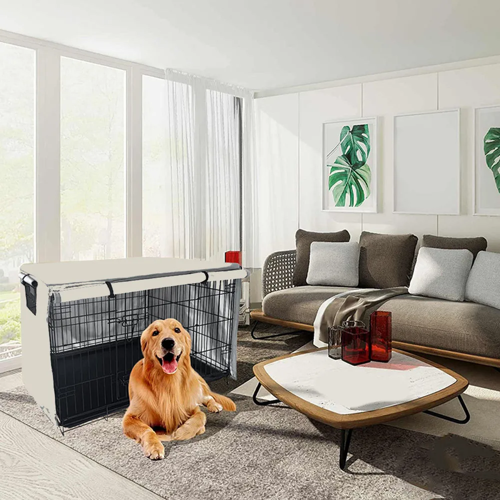 

Pet Anxiety Reduction 109*74*76cm Outdoor Pet Cage Cover Breathable Dog Cover Mesh Window Oxford Cloth Material