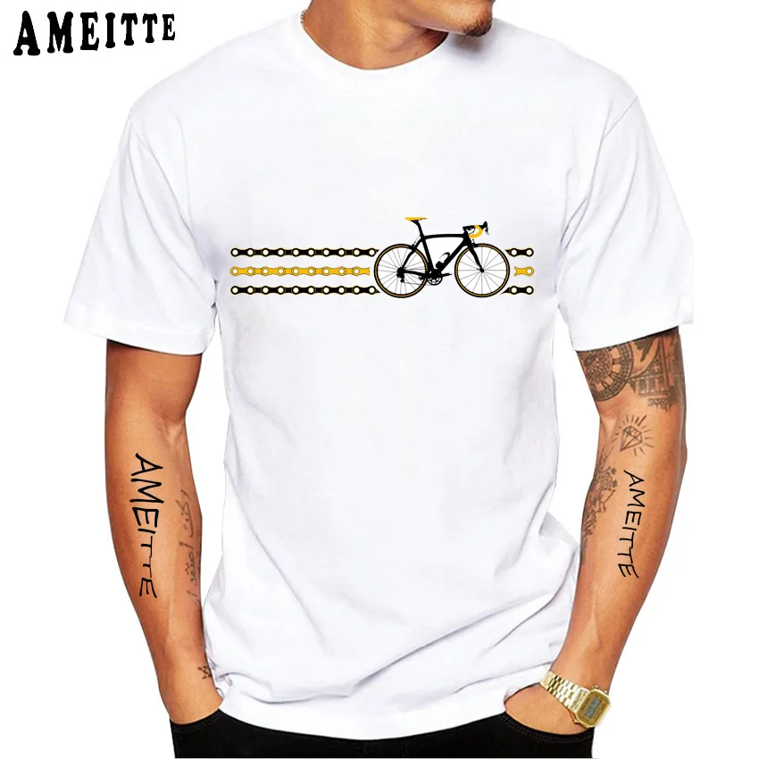 New Men's Short Sleeve Bicycle 3D Print Road Bike Sport White Casual Retro T-Shirt Summer