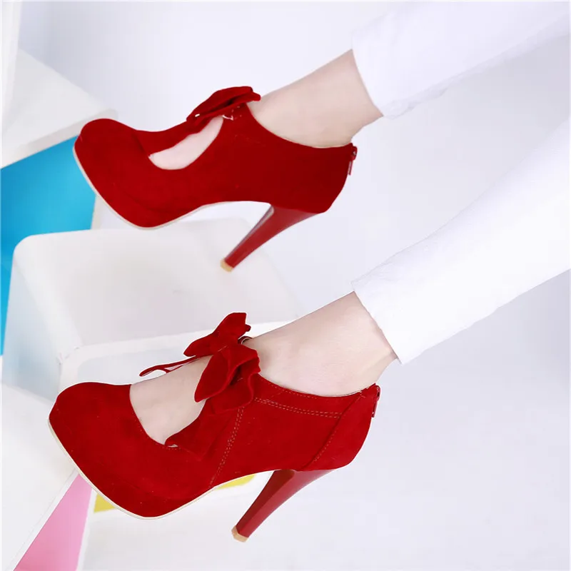 Sapatos de salto alto com arco para meninas, sapatos de princesa de camurça para crianças, saltos finos para festa e casamento, moda infantil,
