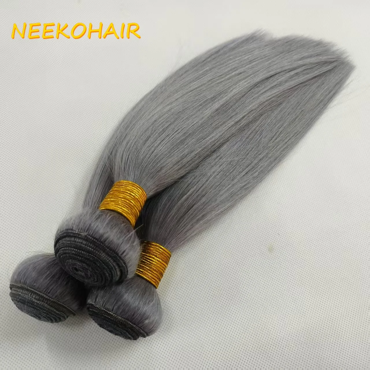 

13 × 4 серебристо-серые цветные пучки человеческих волос шелковистые прямые серые бразильские человеческие волосы Remy плетение для женщин