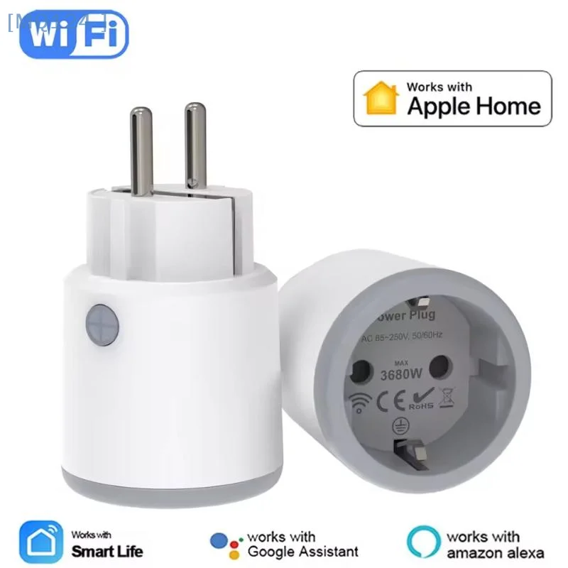 Matter enchufe de alimentación inteligente Wifi 16A medidor de potencia Control remoto salida de la UE funciona con Tuya Homekit Echo Alexa Google Home Smartlife