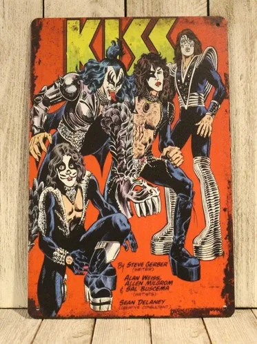 Kiss Comics Tin Poster Sign Vintage Look Book Cover Concert CD Ace Frehley --Tin Sign