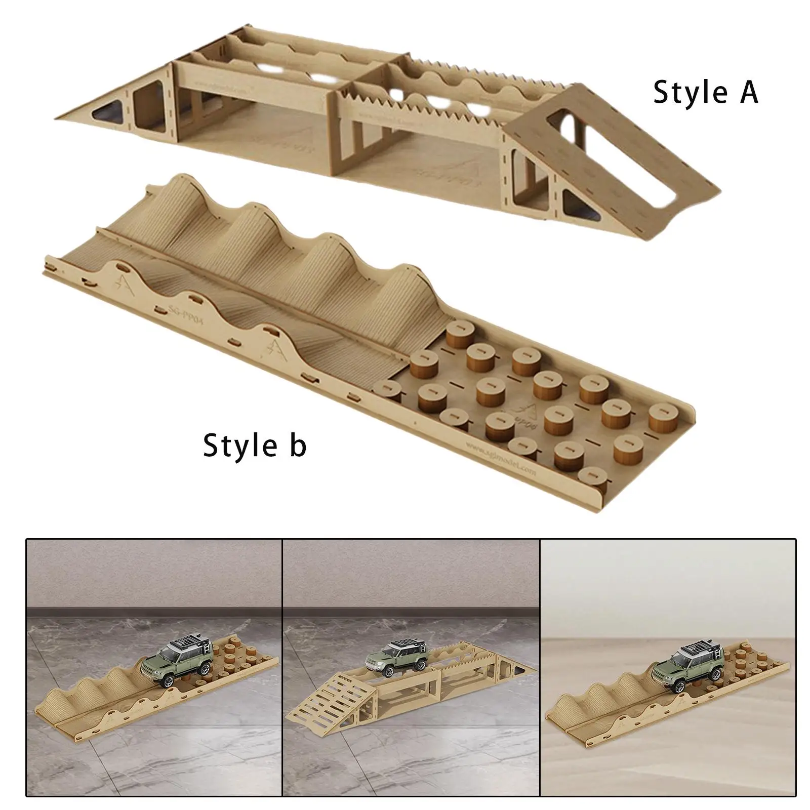 RC Ponte Ostacolo In Legno Mini Veicolo Display Rampa Corso Ostacolo Desktop Arrampicata Veicolo Prop per 1/18, 1/24 Camion RC Auto