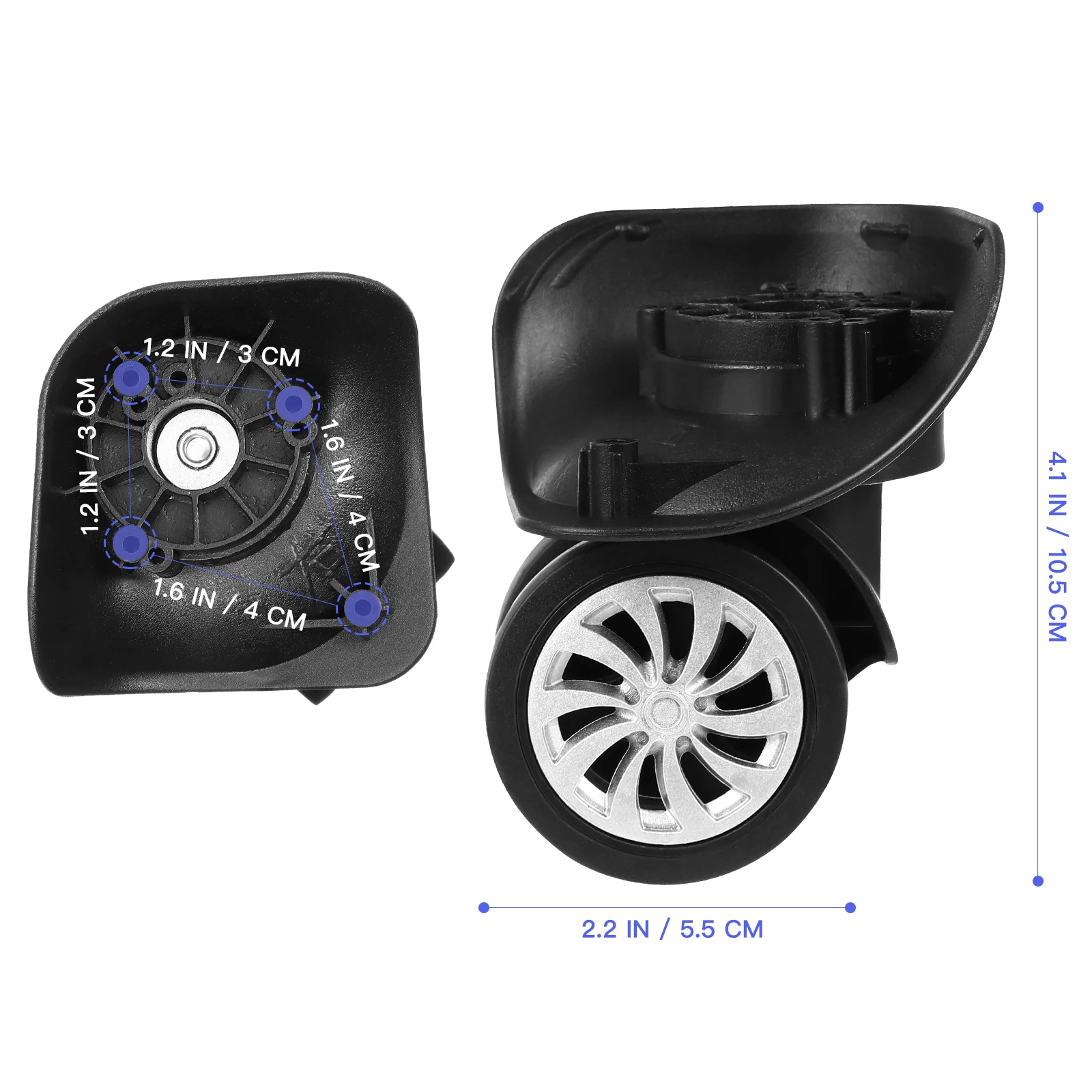 4pcs Suitcase Wheels Luggage Spare Roller Wheel Luggage Replacement Universal 360° Swivel Wheels Caster Trolley Case repair tool