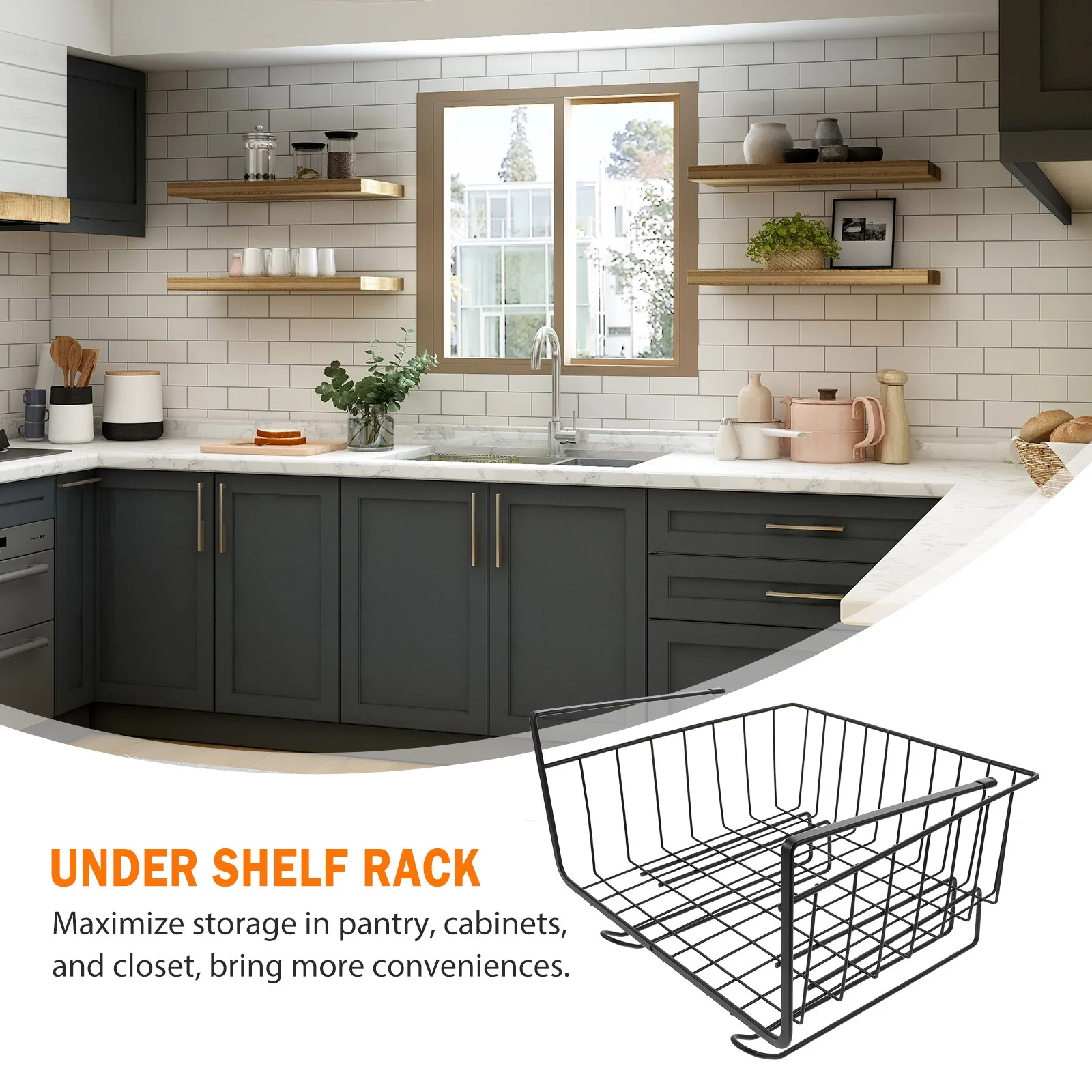 

Under Shelf Storage Basket Organizer Tissue Holder Easy Install Maximize Space Pantry Closet Cabinet Wire Rack Kitchen