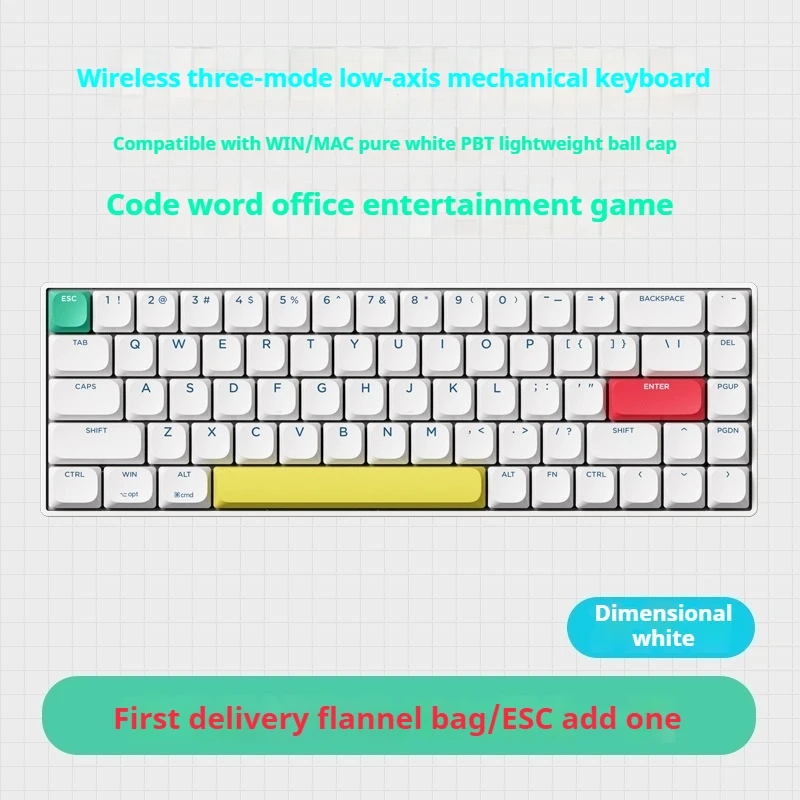 Imagem -02 - Xinmeng C68 Teclado Mecânico Eixo Vermelho sem Fio Thri-mode Conexão Bluetooth Fino Portátil Mudo Teclado de Jogo de Escritório 2024