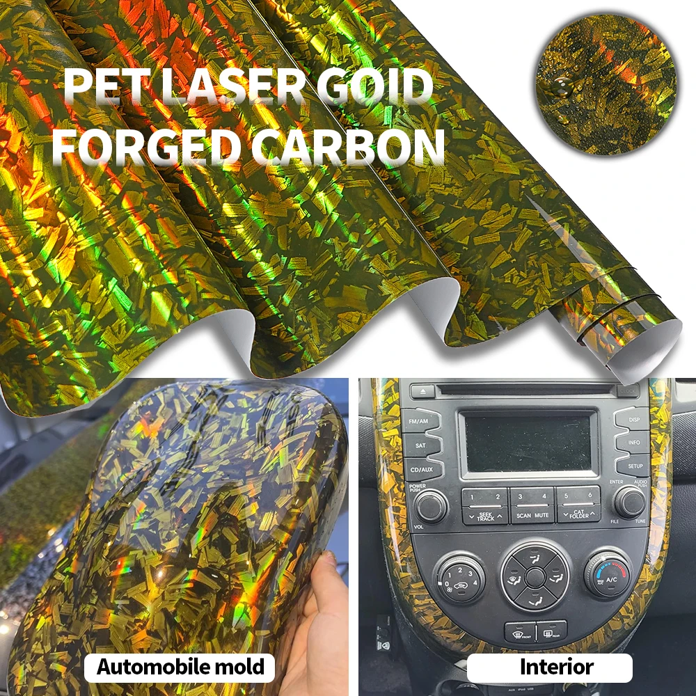 Laser Forged Carbon Fiber Vinyl Film Car Stickers Motorcycle Gold Black Stickers Vinyl Auto Tuning Covers for Car Accessories