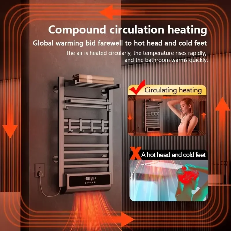 2025 Factory 2-in-1 Towel Bath Heater With Timer Bathroom Radiator Warmer for Household Convection