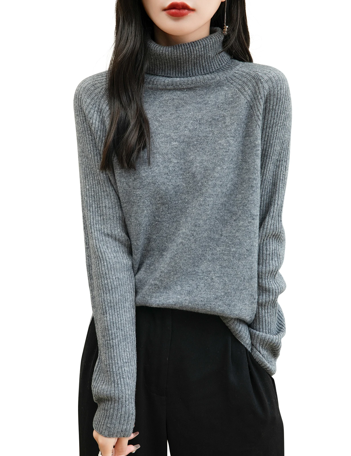 Women Turtleneck Merino Wool Cashmere Sweater Long Sleeves Autumn Winter Sweater Women\'s Knitting Jumper Female Pullover Sweater