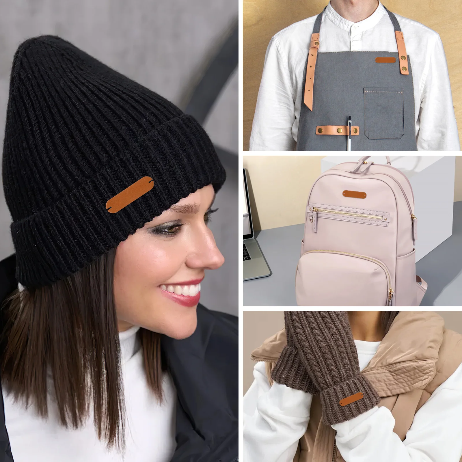 

100pcs Blank Label Tags Diy Clothing Labels Sewing Handmade Pu Labels Garment Accessories Apparel Craft Decor