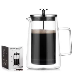350ML/650ML/1000ML High Borosilicate Glass French Press Double-layer Insulated Coffee Pot Filter Shared Pot Coffee Tool