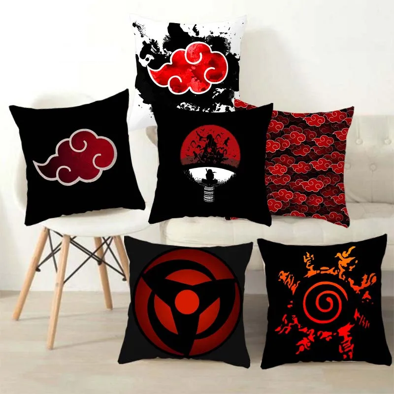 45cm Anime Naruto Pillow Cases Uzumaki Kakashi Uchiha Sasuke Itachi Sharingan Pillowcase Cosplay Accessorie Home Sofa Decoration