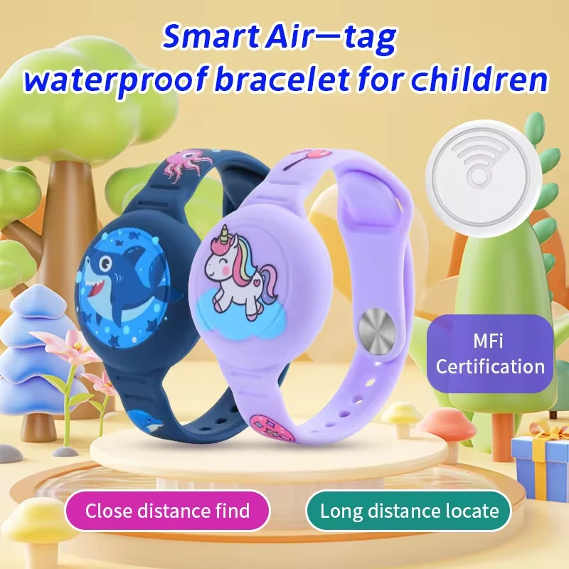 2024 Waterproof For Apple Airtag Holder Wristband Kids Silicone Case Bracelet Children For AirTags Case Watch Band