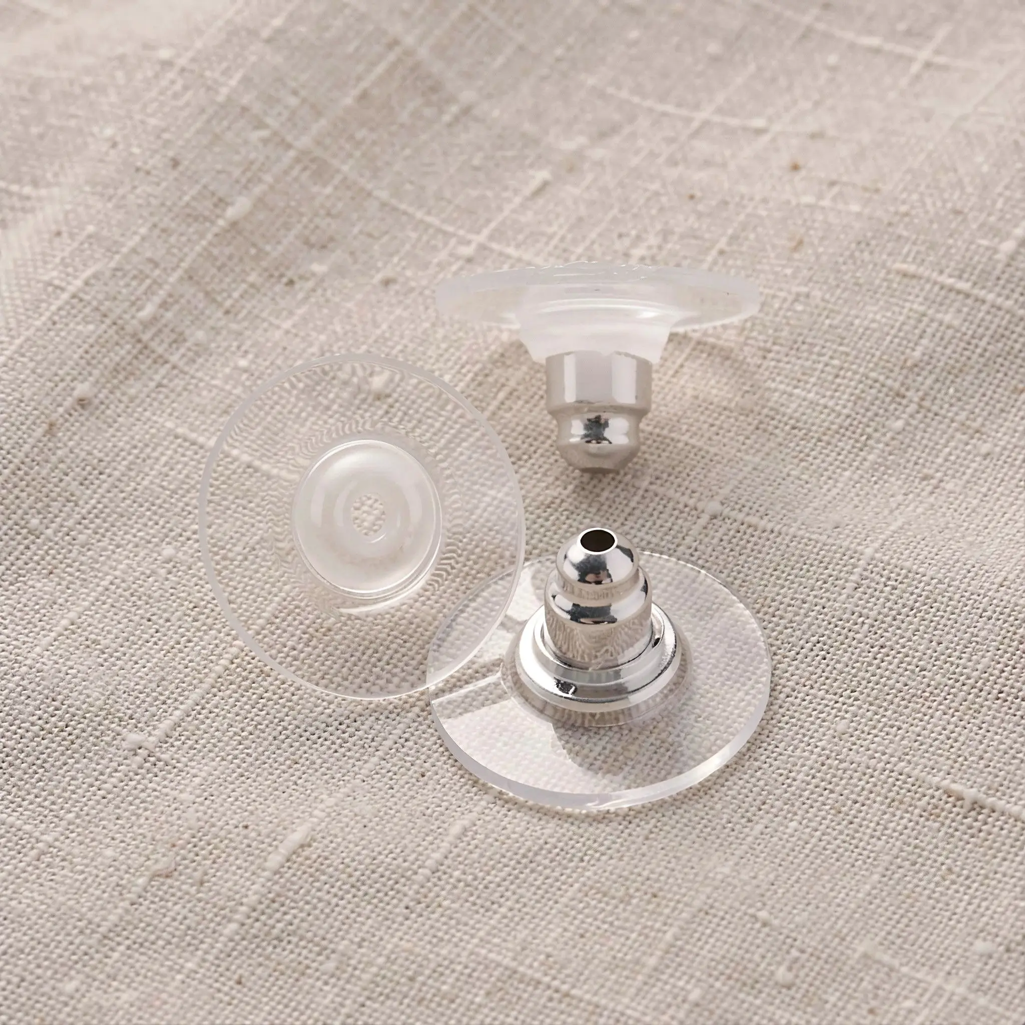 50Pcs Metal Earring Backs Clutch Clear Pad Long-Lasting Lightweight Earring Back Stopper Best Jewelry Making Accessories