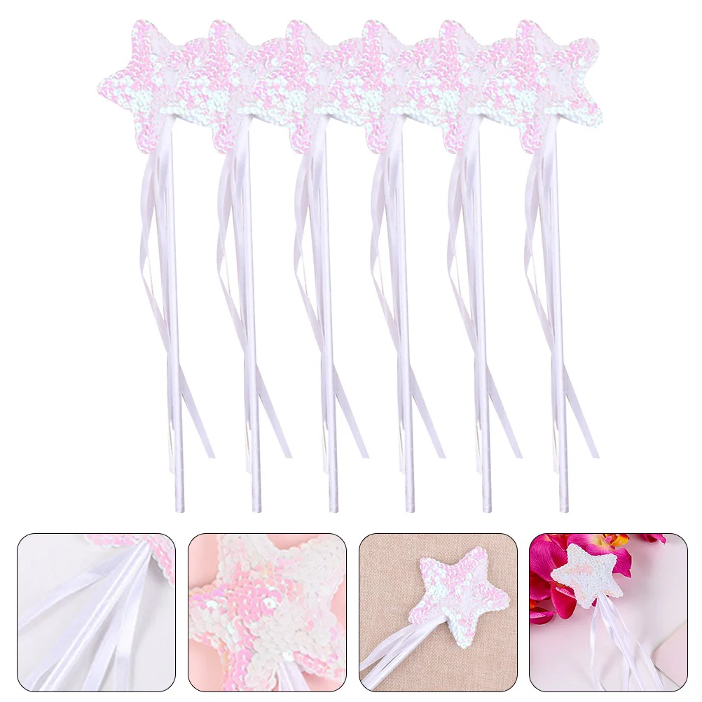 

6Pcs Sequins Star Fairy Wand Fine Craftsmanship Kids Stage Performance Prop Fairy Cosplay Decoration for Girls