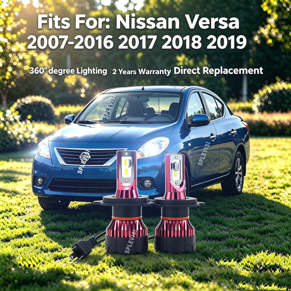 2x H4 9003 LED White 100W Headlight - dual-beam construction supports high and low outputs For Nissan Versa 2007 2008 2009-2019