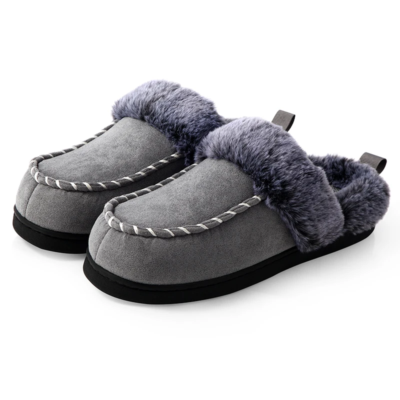 Kidmi Winter Fashion Shoes Furry Men Cotton Slippers Indoor Warm Plush Cotton Slippers Women Thickened Fleece Home Slippers Men