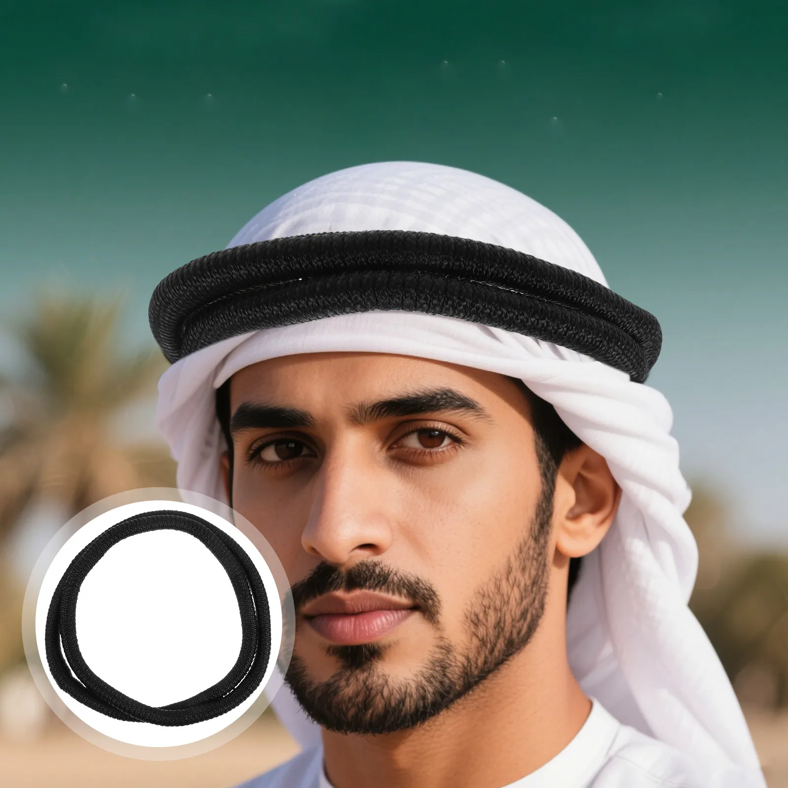 

Мужской арабский шарф-повязка: классический, эффектный, привлекающий внимание, улучшает внешний вид, идеально подходит для арабских костюмов и маскарадов