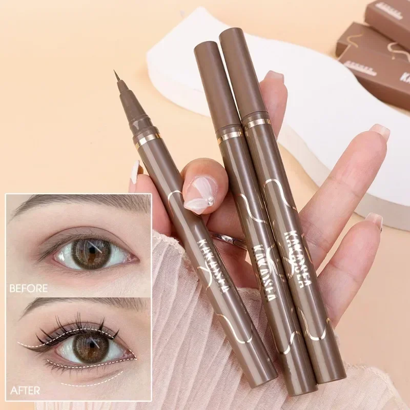 Waterproof Quick Dry Matte Liquid Eyeliner Pen Makeup Lasting Smooth Black Brown sdraiato baco da seta matita per ciglia inferiore cosmetici