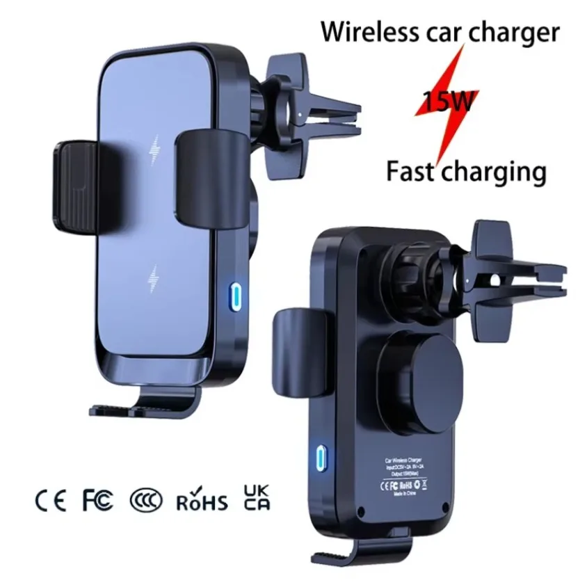 

Автомобильное зарядное устройство с двойной катушкой, автомобильный беспроводной держатель для телефона, подставка для Samsung Galaxy Z Flip 5 4 3 S25 S24 iPhone 17 16, станция быстрой зарядки