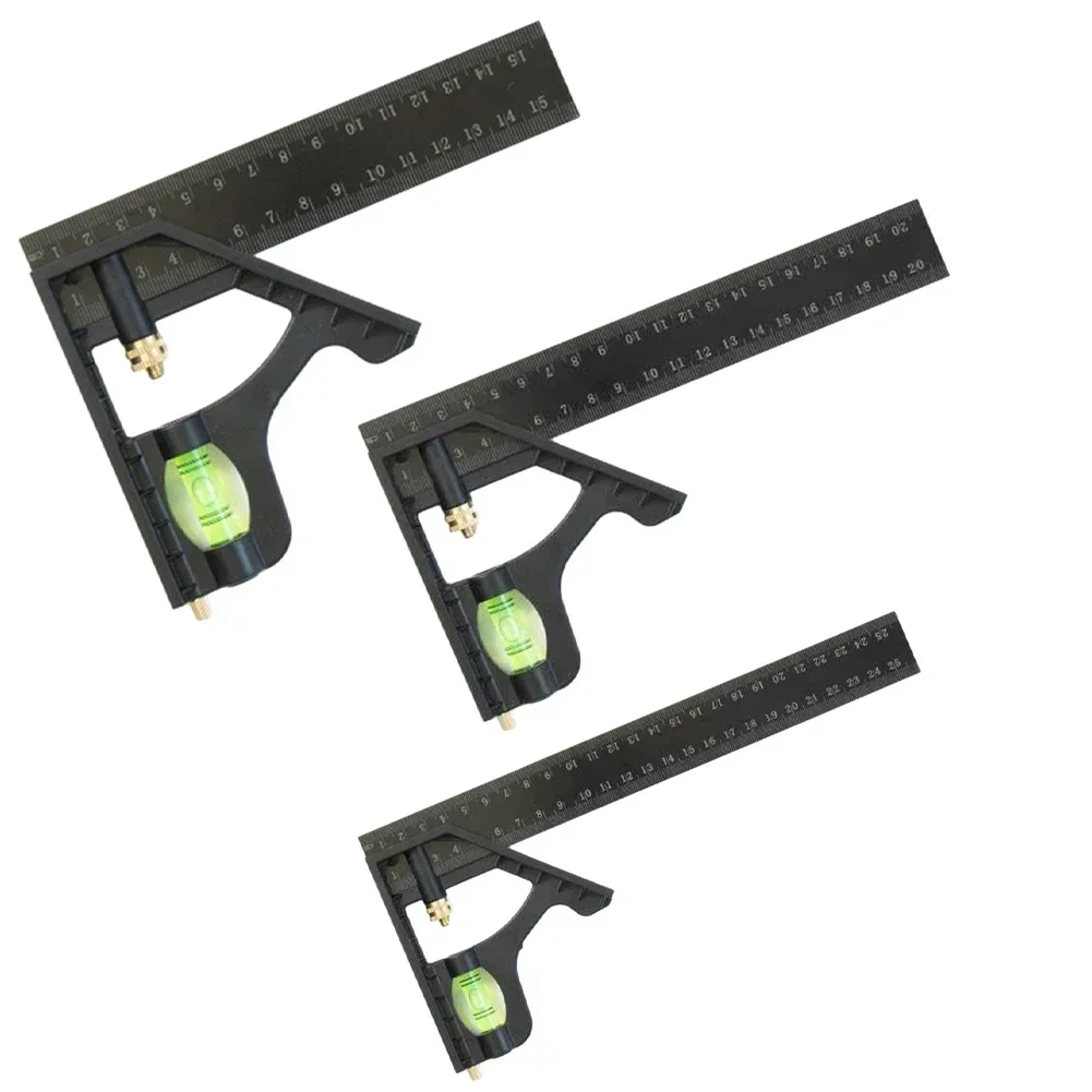 Angle Square Measuring Tools Set Precise Phenolic Plastic Aluminium Durable Adjustable Combination Spirit Level 15/20/25cm