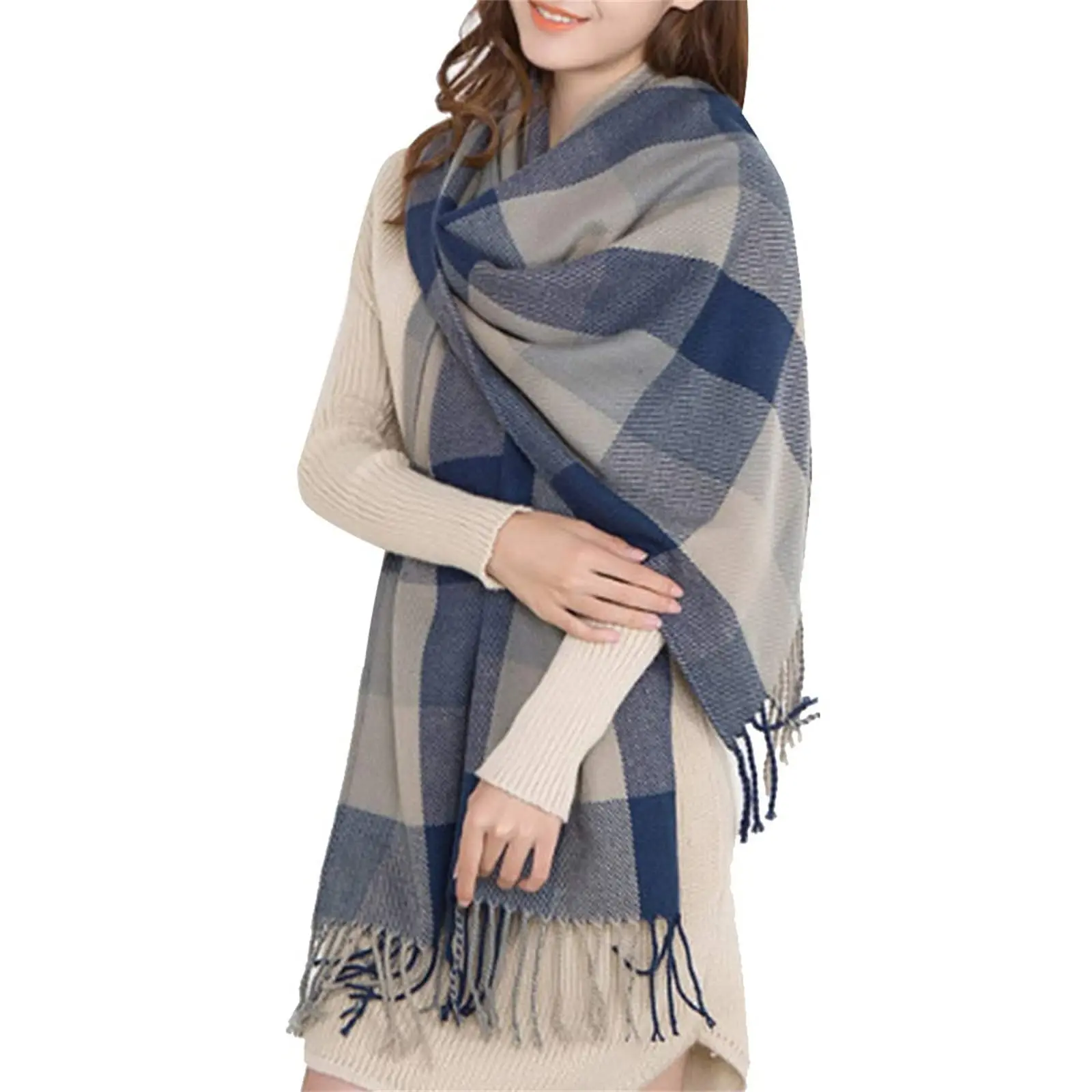 Miss Lulu Women's Long Soft Warm Wool Tassel Stole Scarves