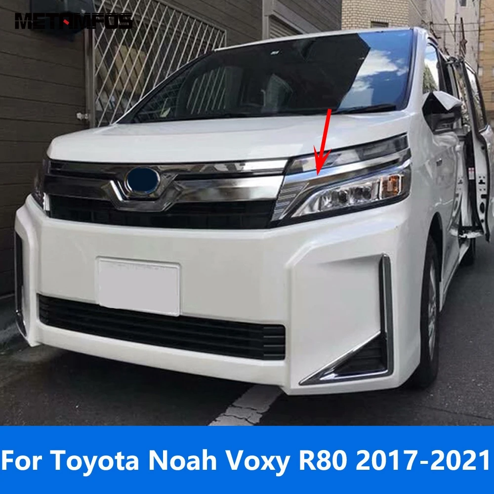 

Head Light Lamp Eyelid Eyebrow For Toyota Noah Voxy R80 Mid Facelift 2017-2019 2020 2021 Chrome Headlamp Strip Car Accessories