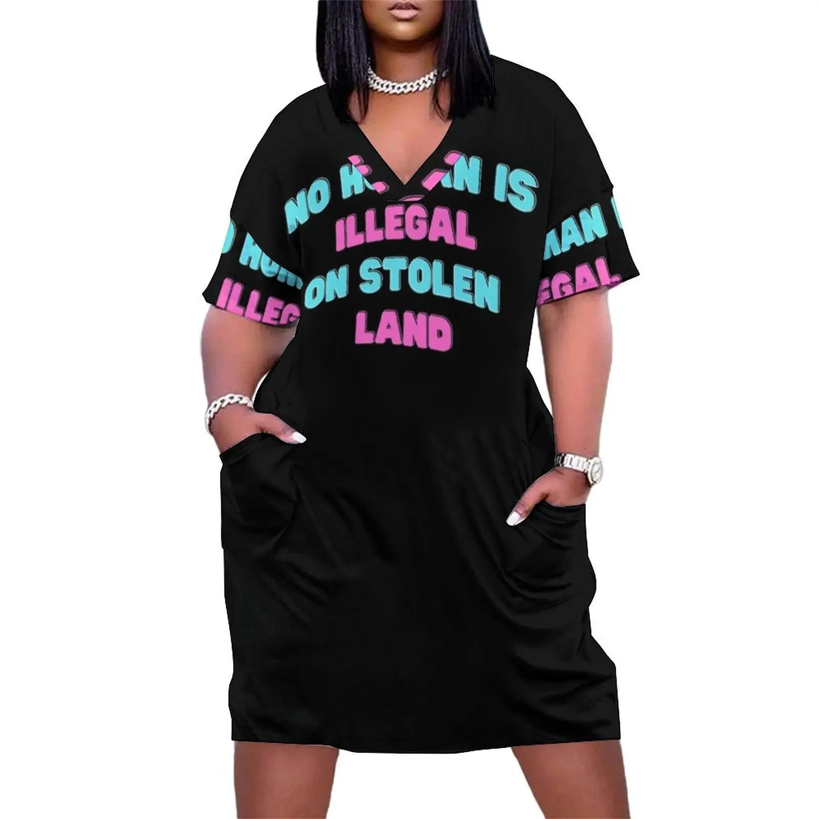 No Human is illegal on Stolen Land| Stolen Lands| Occupied Lands| illegal settlement (Tenth Edition): Loose Pocket Dress