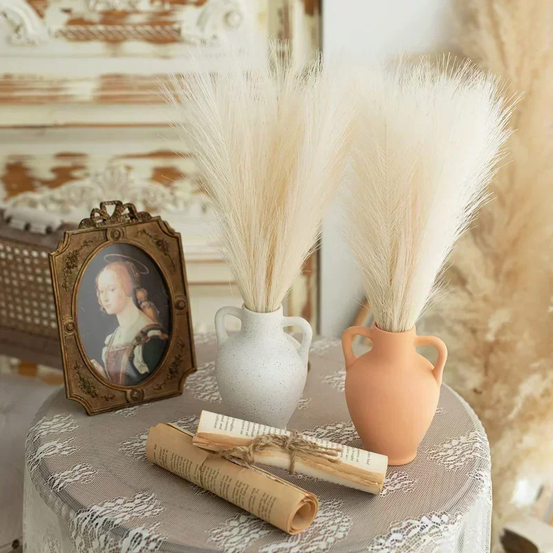 55CM 5PCS Fluffy Pampas Grass Boho Decor Flower Fake Plant Reed Simulated Wedding Party Home Decoration Artificial Flowers