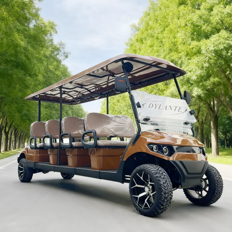8 مقاعد عربة جولف مصنع 48 فولت على الطرق الوعرة عربة جولف الشارع القانوني الكبار جولف سكوتر لوحة طاقة شمسية الصيد رفع مركبة كهربية