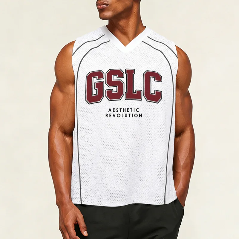 

Men Gym Tank Top Fitness Training Sport Sleeveless Shirt Quick Dry Basketball Stringer Singlet Bodybuilding Workout Running Vest